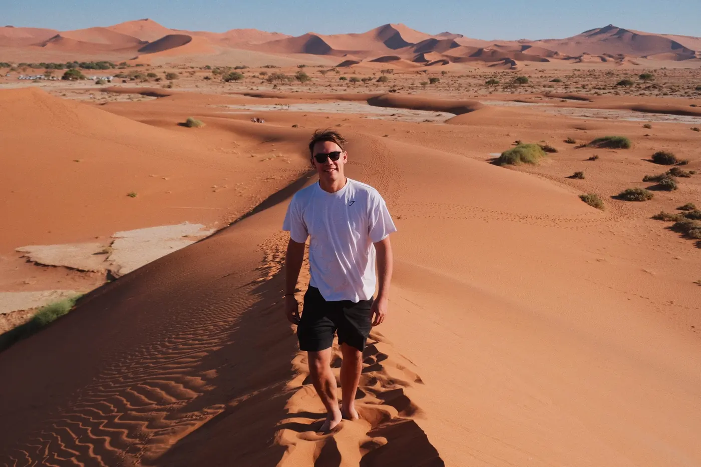 Sebastian Munnik on the red dunes at Sossusvlei.